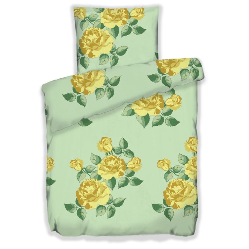 Bed Cover Green Roses Flowered 135 X 200 Bed Set Microfibre Easy